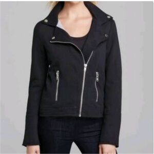 Chaser Black Jersey knit zip up asymmetrical Moto Jacket size small EUC